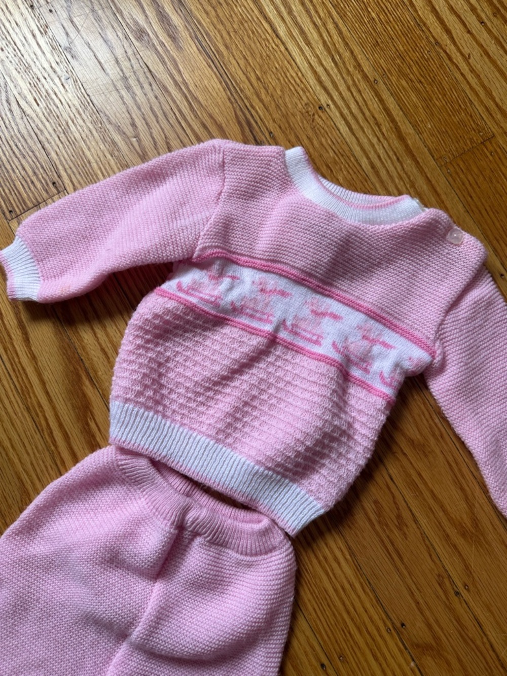 Rare Vintage baby girl 2 piece knit set | 6/9 months | Snuggle Alert